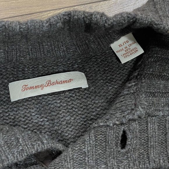 Tommy Bahama Sweater Mens XL Brown LambsWool Blend‎ Mock Neck Button Pullover - Picture 7 of 13